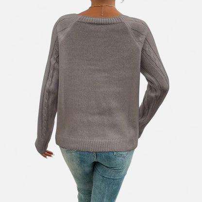 Masimon | Women’s Sweater – Square Neck Cable Knit Elegance