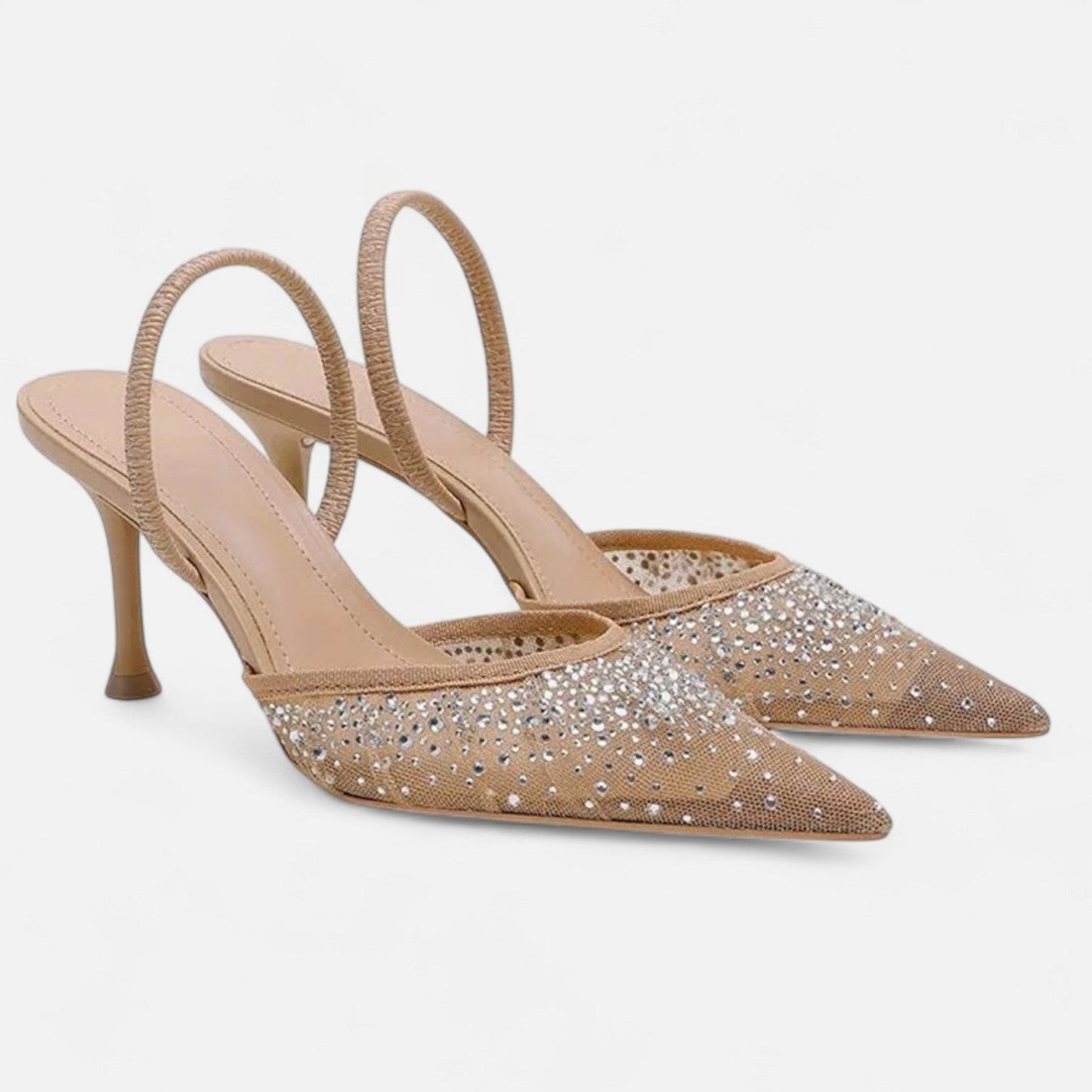 Masimon | Women’s Clear-Strap Rhinestone High-Heel Sandals – Sleek Mesh Elegance for Spring & Summer