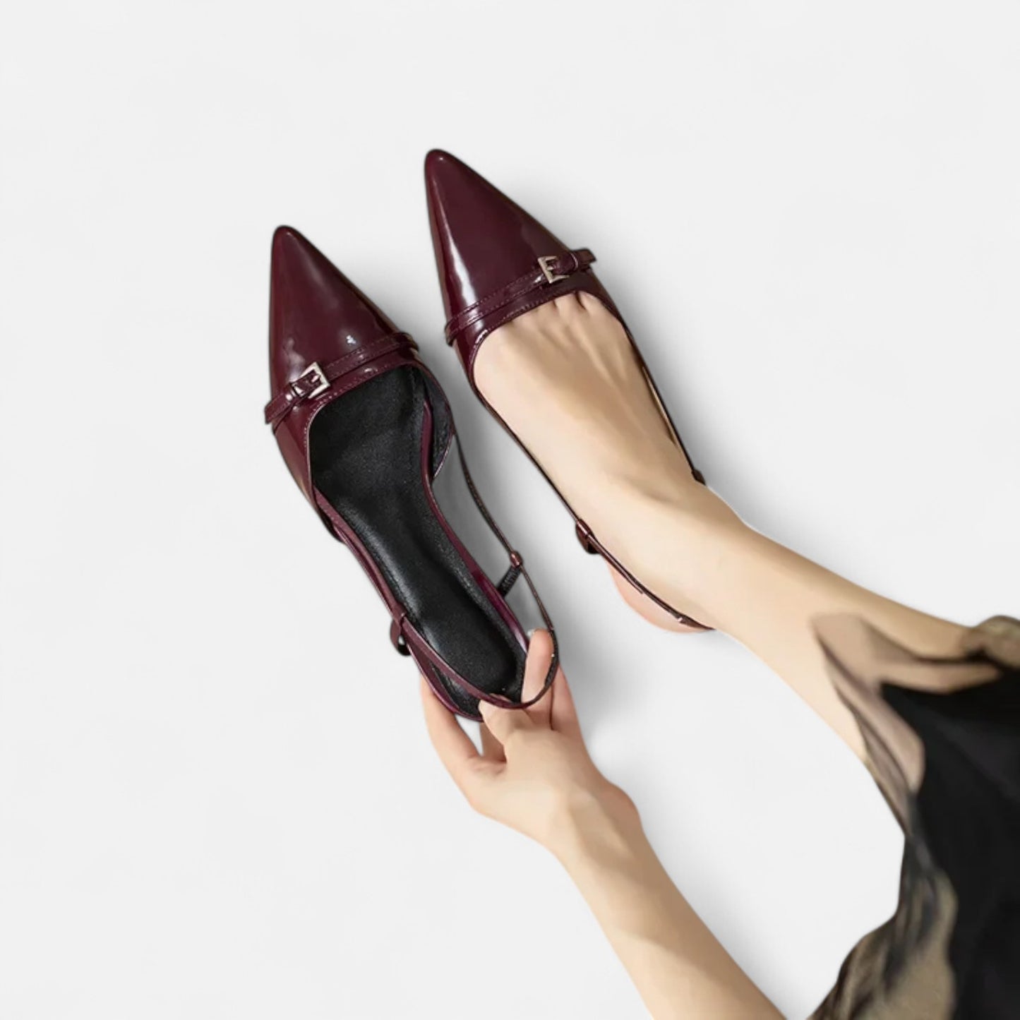 Masimon | Women’s Mid‑Heel White Slingback Sandals – Patent-Leather Elegance with Ankle Strap