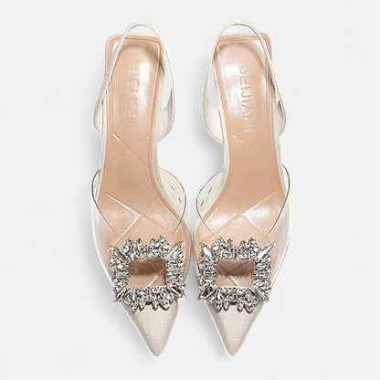 Masimon | Women’s Transparent High-Heel Stiletto – Crystal-Embellished Mesh Elegance for Spring & Autumn