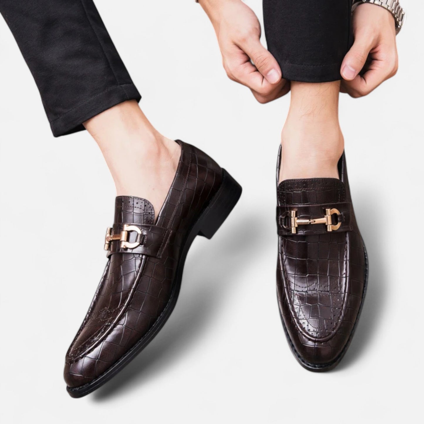 Masimon | Men’s Patent‑Leather Pointed Slip‑On Loafers – Sophisticated Business‑Casual Footwear