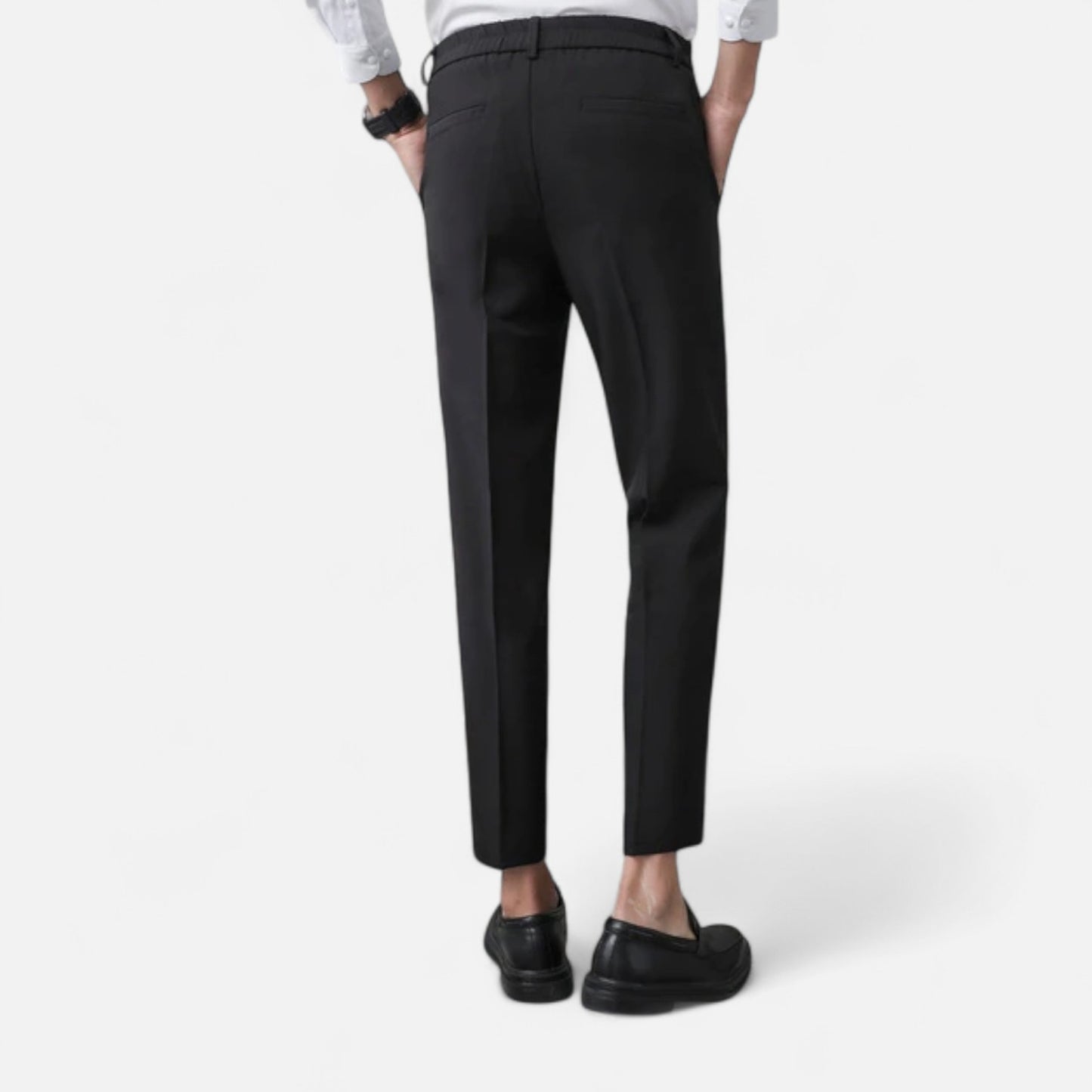 Masimon | Men’s Slim Straight Wrinkle‑Free Dress Trousers – Casual Suit Pants with Elastic Comfort Waistband