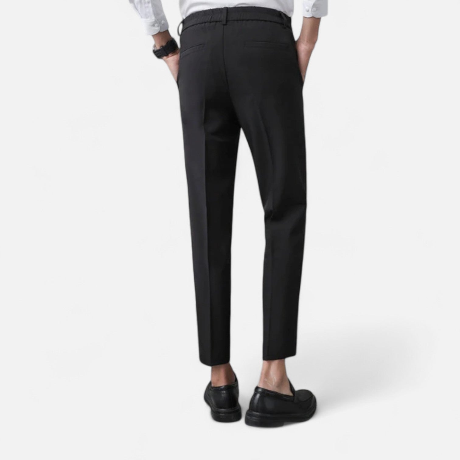 Masimon | Men’s Slim Straight Wrinkle‑Free Dress Trousers – Casual Suit Pants with Elastic Comfort Waistband