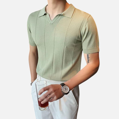 Masimon | Men’s Knitted Polo Shirt – Short‑Sleeve Summer Casual with Versatile Texture & Collar