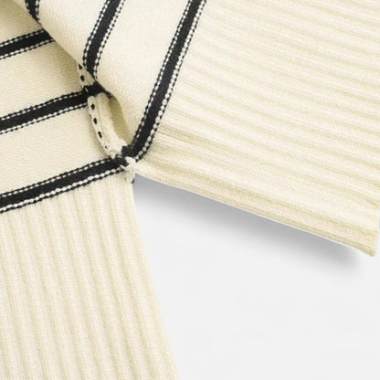 Masimon | Women’s Zip-Up Sweater – Vintage Stripe Elegance