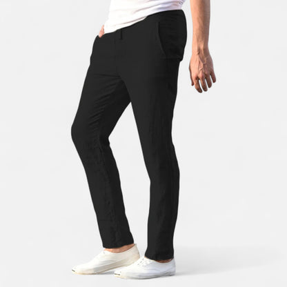 Masimon | Men’s Cotton‑Linen Autumn Trousers – Breathable Straight‑Leg Pants with Elastic Waist