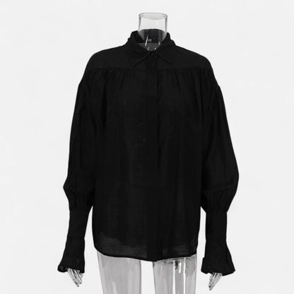 Masimon | Women’s Long‑Sleeve Turn‑Down Collar Blouse – Lightweight Breathable Fabric, Casual‑Chic Styling