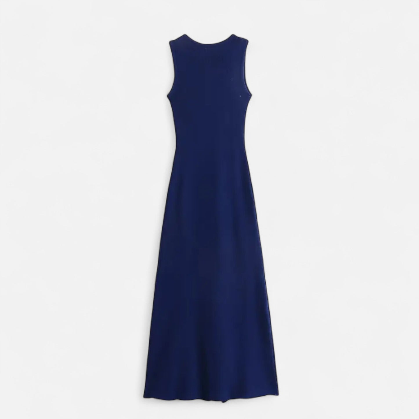 Masimon | Women’s Long Knitted Maxi Dress with Round Neck – Sleeveless Fine Knit with Faux Pockets