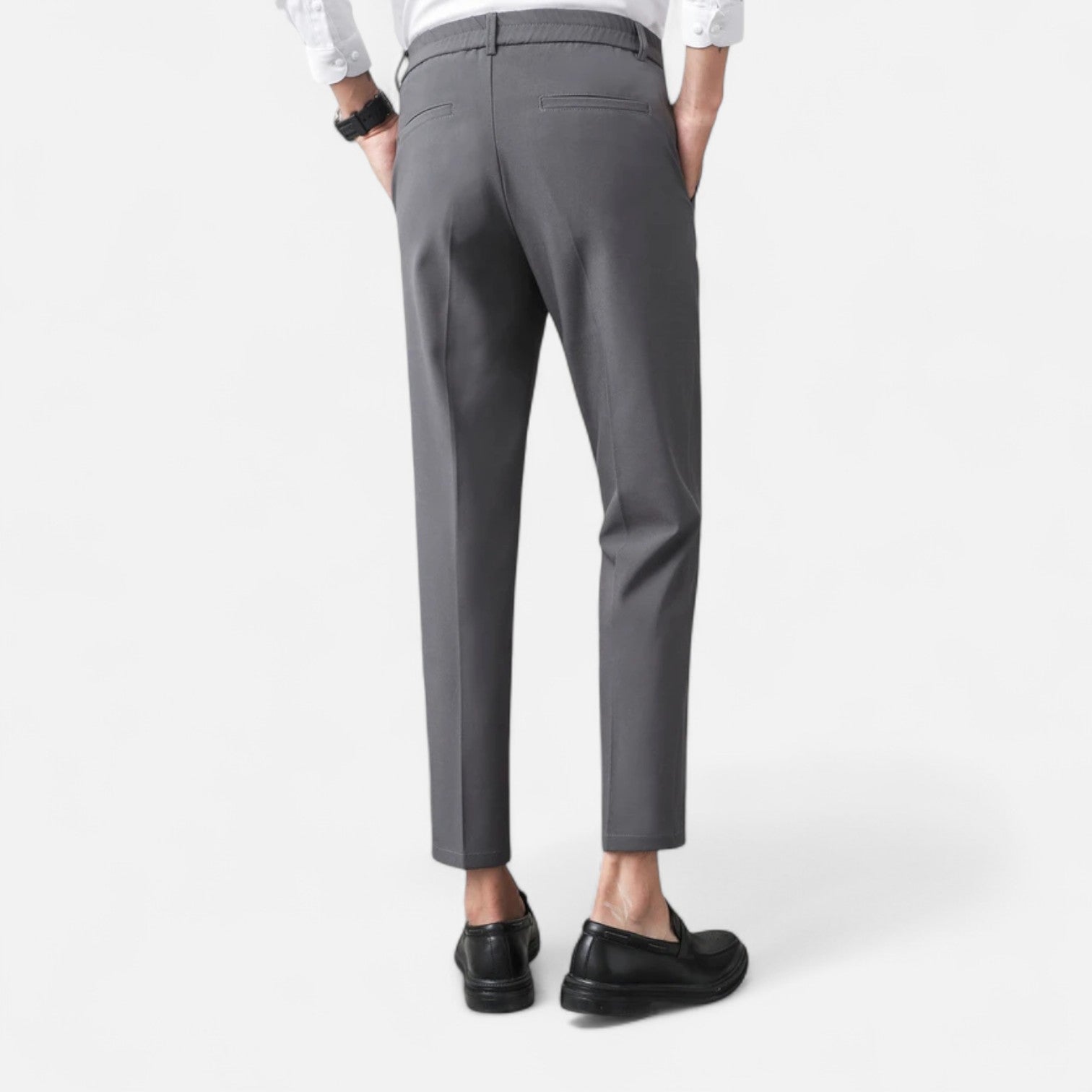 Masimon | Men’s Slim Straight Wrinkle‑Free Dress Trousers – Casual Suit Pants with Elastic Comfort Waistband