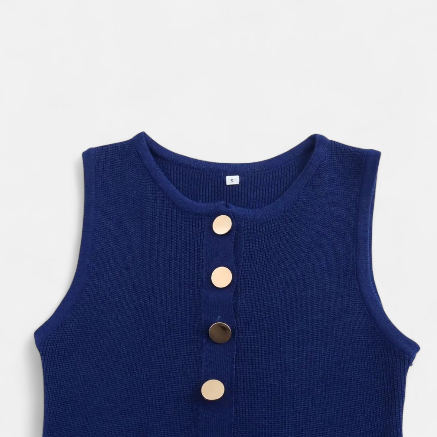 Masimon | Women’s Long Knitted Maxi Dress with Round Neck – Sleeveless Fine Knit with Faux Pockets