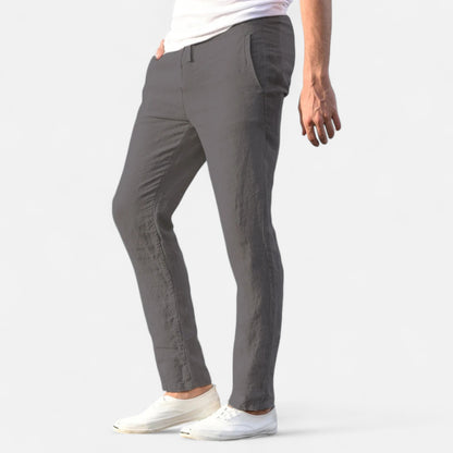 Masimon | Men’s Cotton‑Linen Autumn Trousers – Breathable Straight‑Leg Pants with Elastic Waist