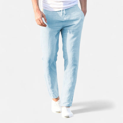 Masimon | Men’s Cotton‑Linen Autumn Trousers – Breathable Straight‑Leg Pants with Elastic Waist