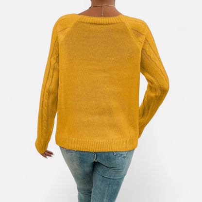 Masimon | Women’s Sweater – Square Neck Cable Knit Elegance