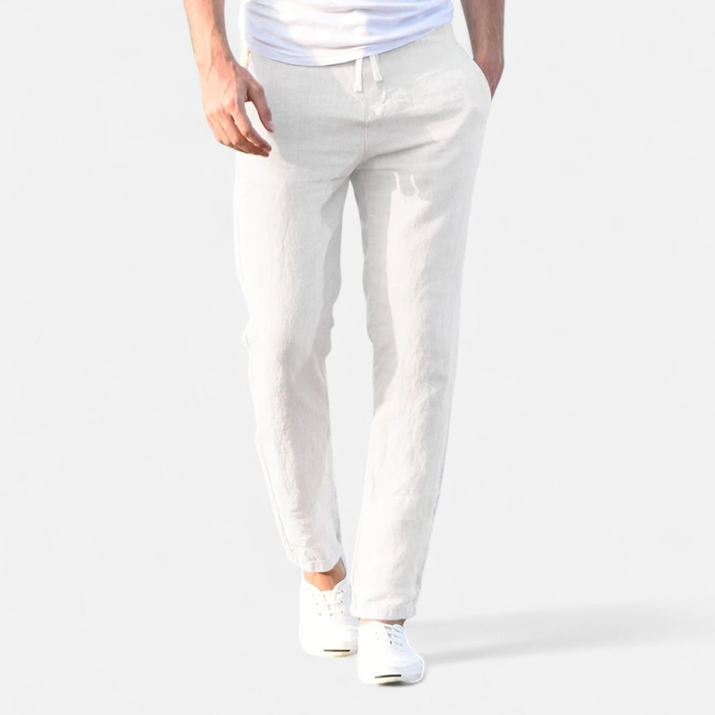 Masimon | Men’s Cotton‑Linen Autumn Trousers – Breathable Straight‑Leg Pants with Elastic Waist