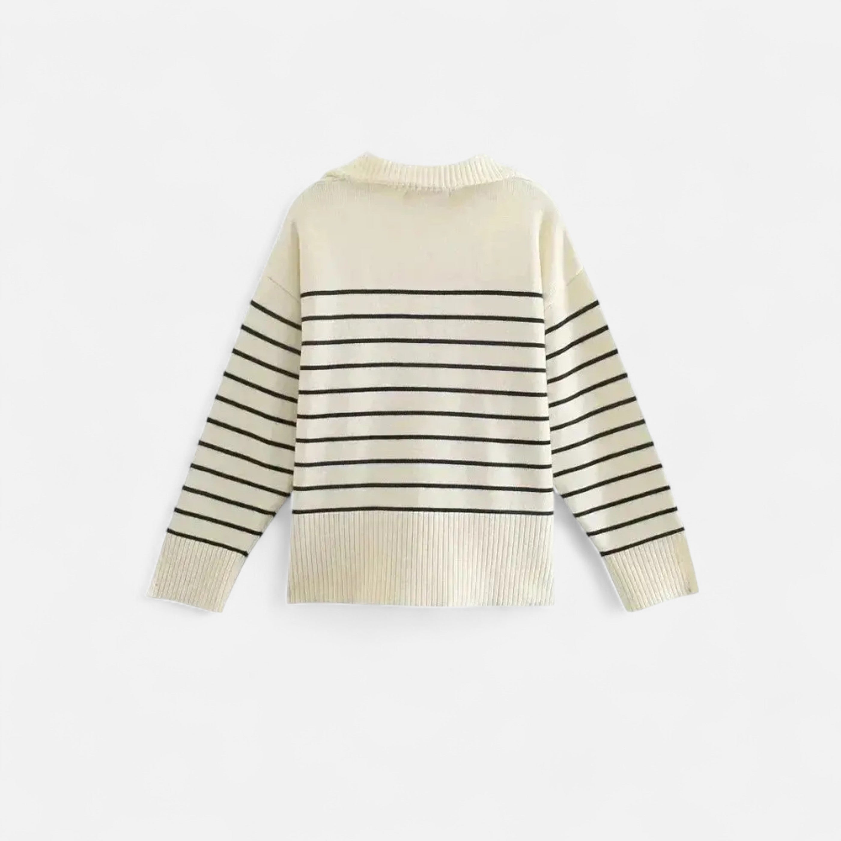Masimon | Women’s Zip-Up Sweater – Vintage Stripe Elegance