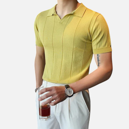 Masimon | Men’s Knitted Polo Shirt – Short‑Sleeve Summer Casual with Versatile Texture & Collar