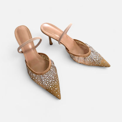 Masimon | Women’s Clear-Strap Rhinestone High-Heel Sandals – Sleek Mesh Elegance for Spring & Summer