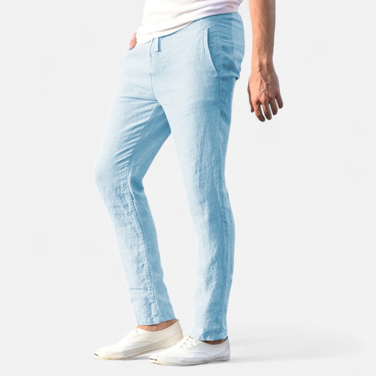 Masimon | Men’s Cotton‑Linen Autumn Trousers – Breathable Straight‑Leg Pants with Elastic Waist