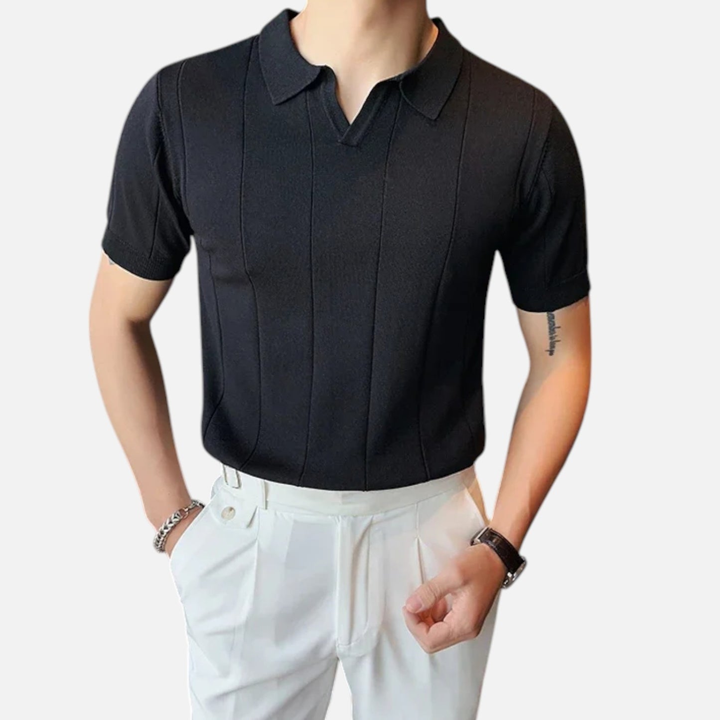 Masimon | Men’s Knitted Polo Shirt – Short‑Sleeve Summer Casual with Versatile Texture & Collar