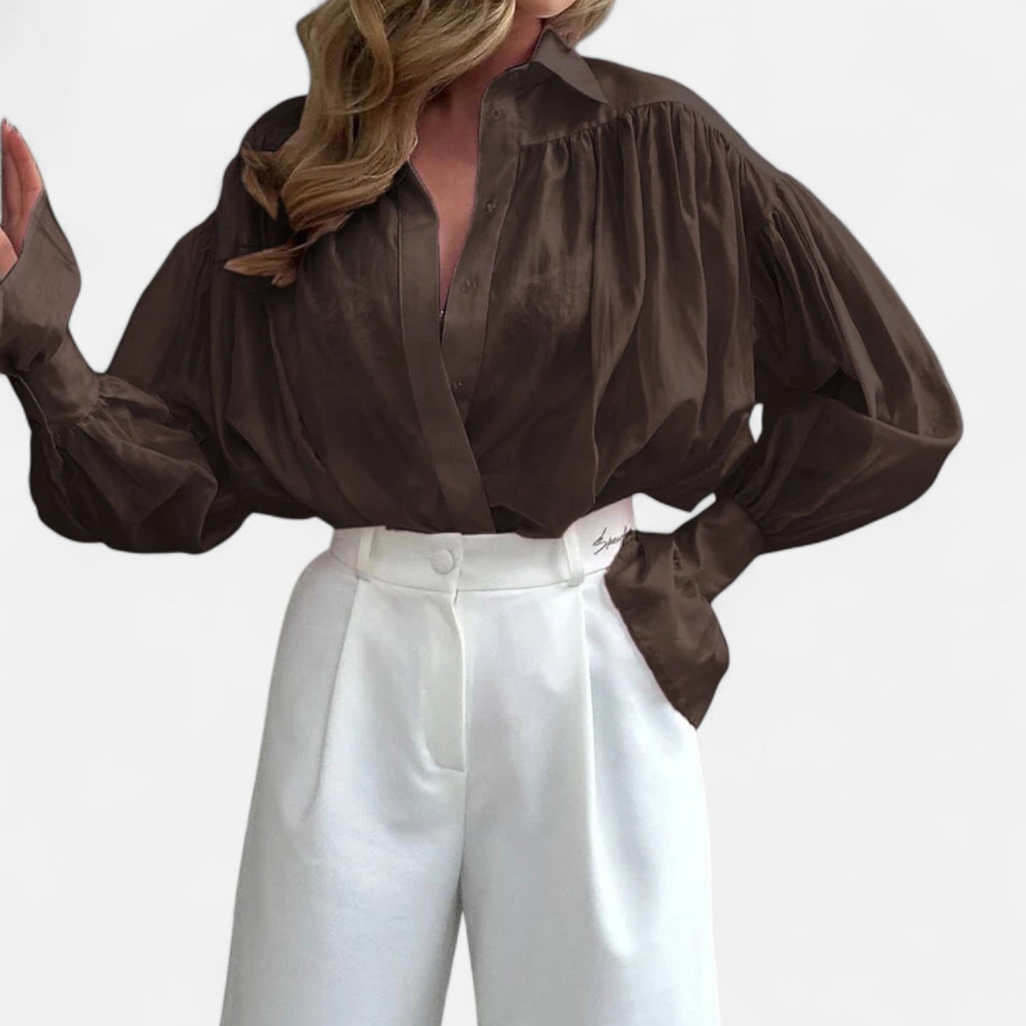 Masimon | Women’s Long‑Sleeve Turn‑Down Collar Blouse – Lightweight Breathable Fabric, Casual‑Chic Styling