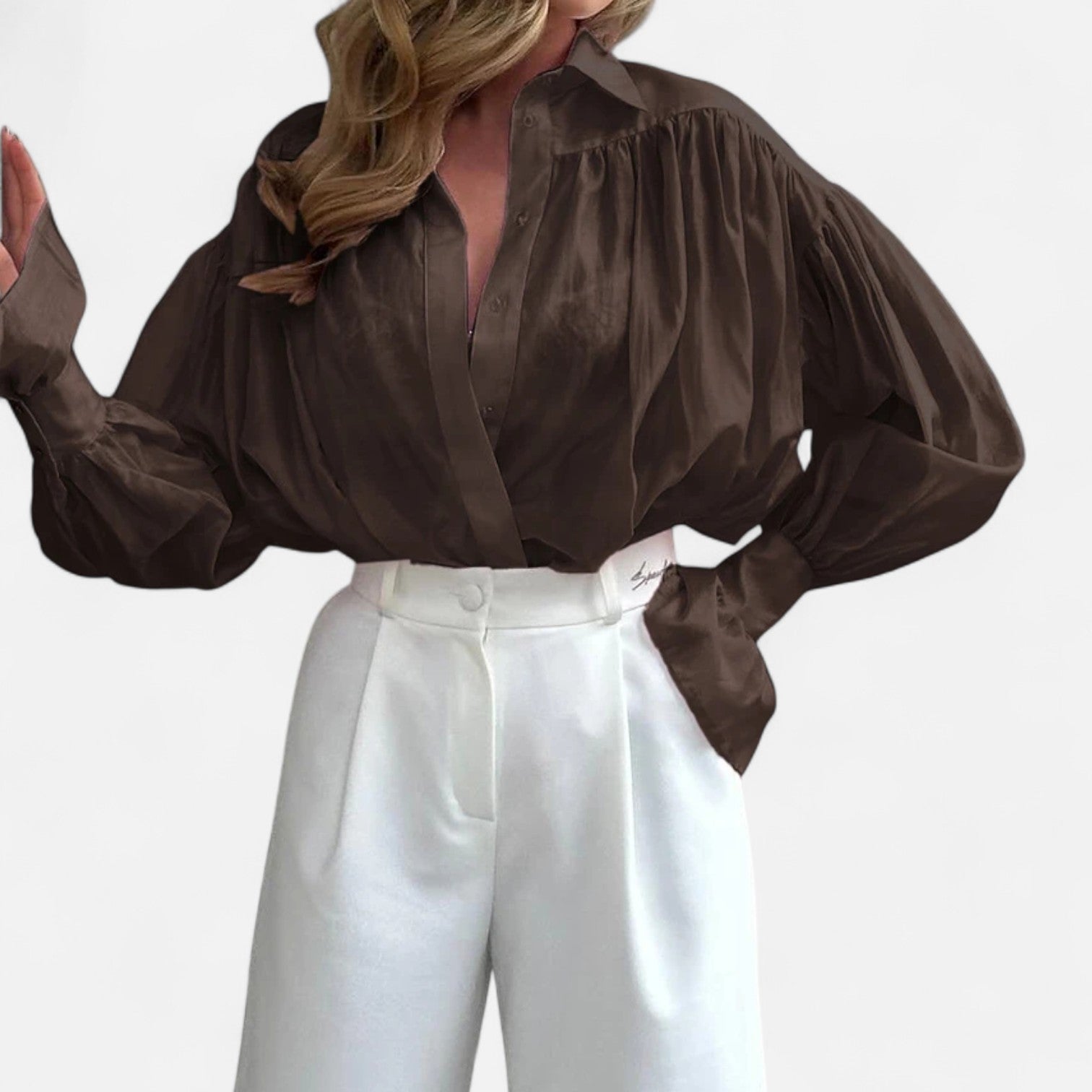 Masimon | Women’s Long‑Sleeve Turn‑Down Collar Blouse – Lightweight Breathable Fabric, Casual‑Chic Styling