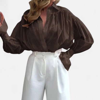 Masimon | Women’s Long‑Sleeve Turn‑Down Collar Blouse – Lightweight Breathable Fabric, Casual‑Chic Styling