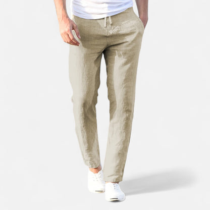 Masimon | Men’s Cotton‑Linen Autumn Trousers – Breathable Straight‑Leg Pants with Elastic Waist