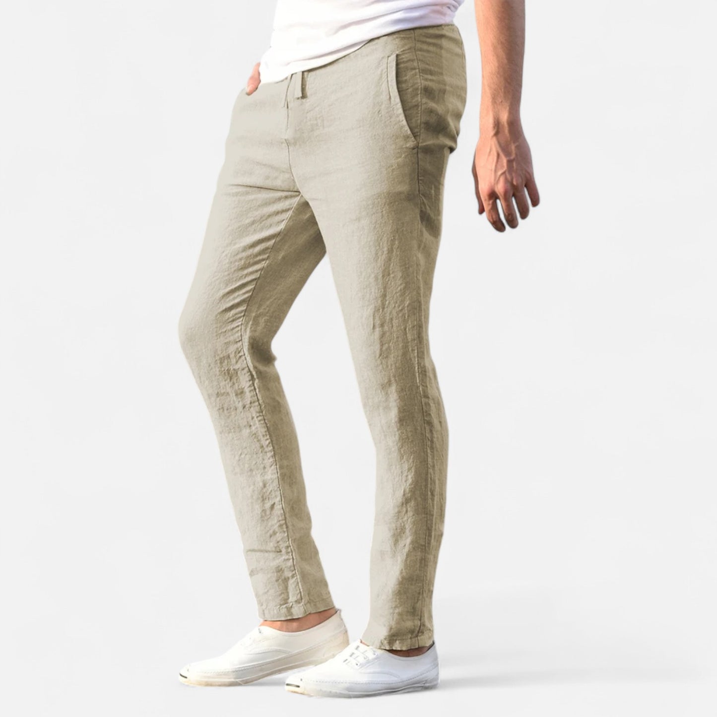 Masimon | Men’s Cotton‑Linen Autumn Trousers – Breathable Straight‑Leg Pants with Elastic Waist