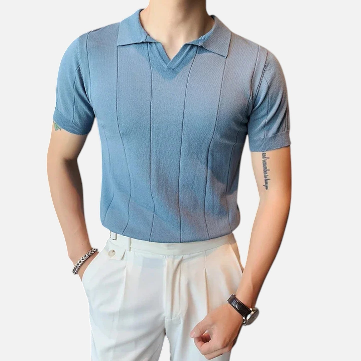 Masimon | Men’s Knitted Polo Shirt – Short‑Sleeve Summer Casual with Versatile Texture & Collar