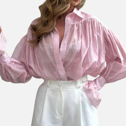 Masimon | Women’s Long‑Sleeve Turn‑Down Collar Blouse – Lightweight Breathable Fabric, Casual‑Chic Styling