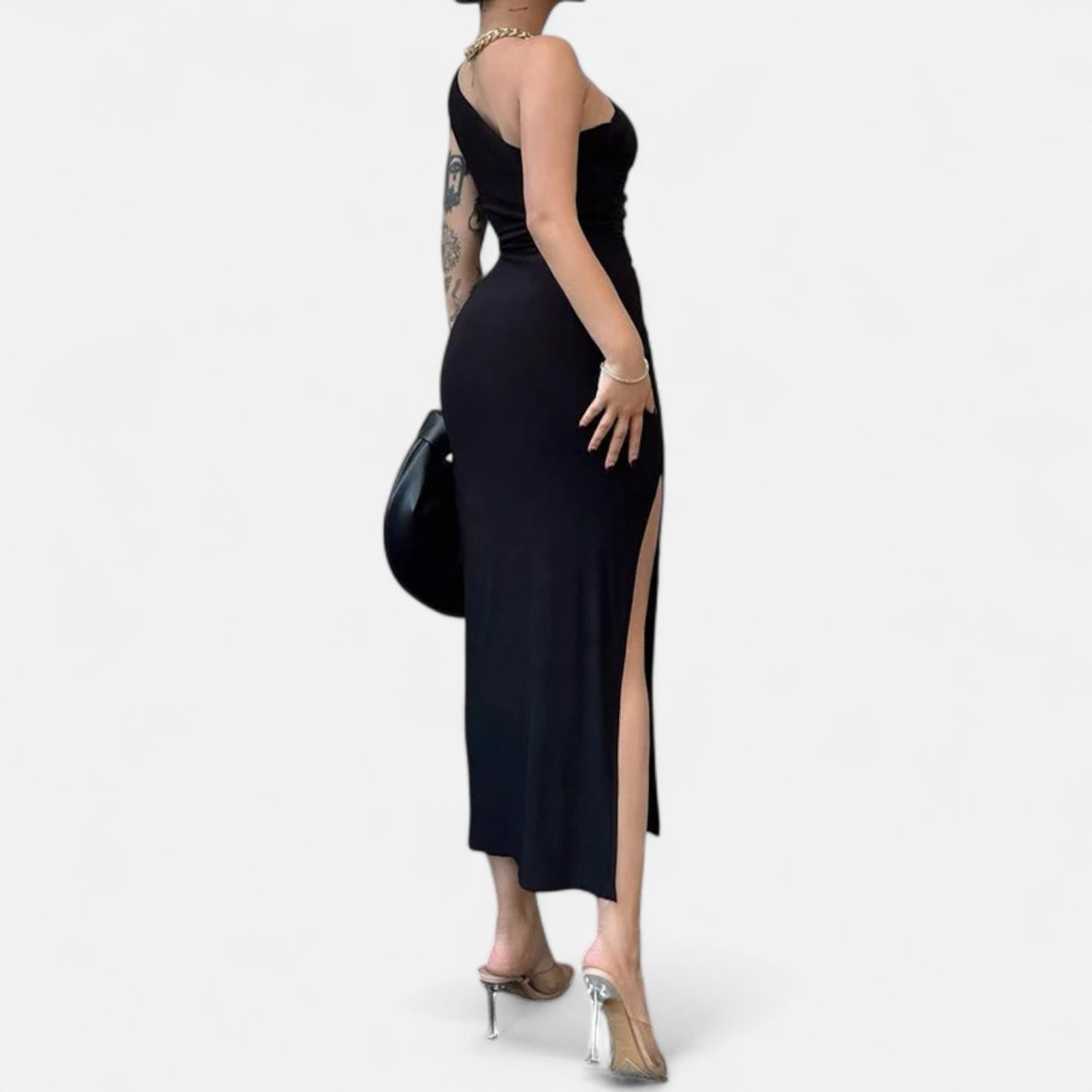Masimon | Women's Maxi Dress – Irregular Ruched Design, Elegant Luxury for Party & Club