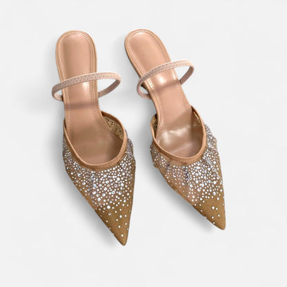 Masimon | Women’s Clear-Strap Rhinestone High-Heel Sandals – Sleek Mesh Elegance for Spring & Summer