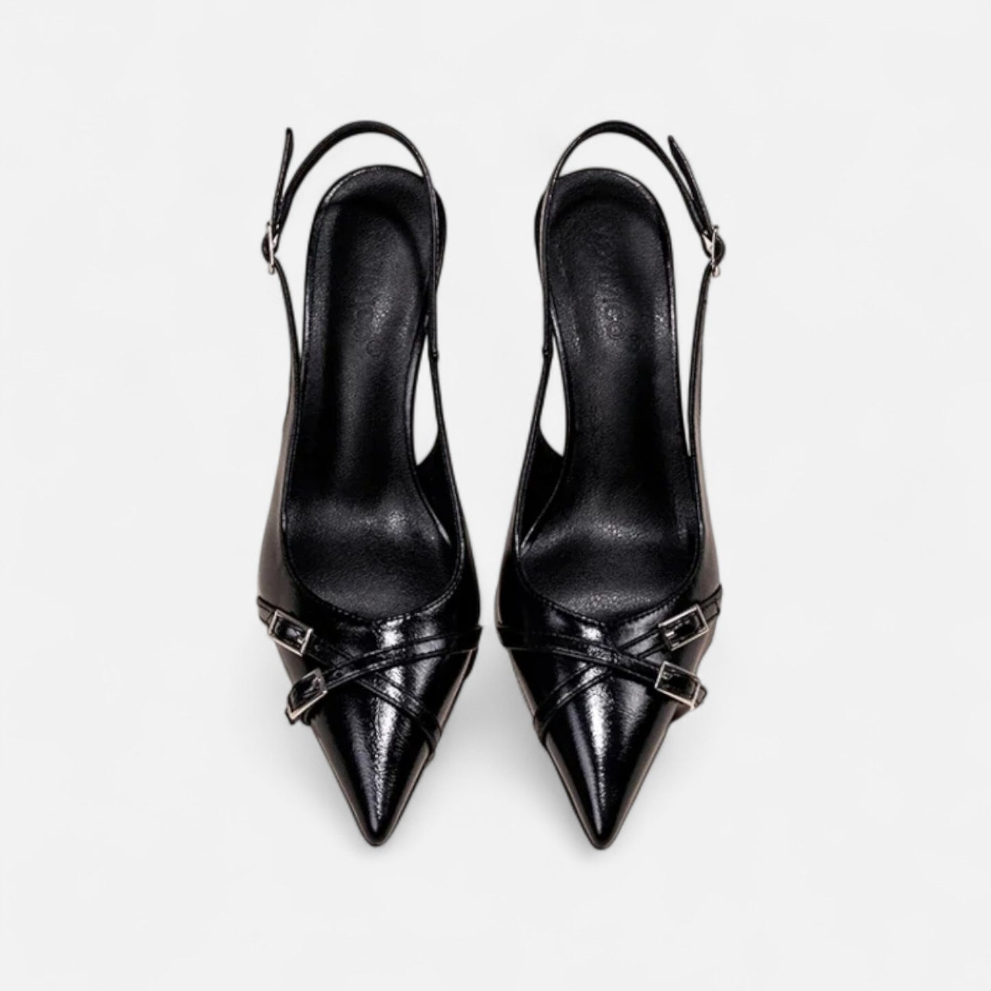 Masimon | Women’s Patent-Black Buckled Stilettos – Sleek High-Heel Elegance for Evening Affairs