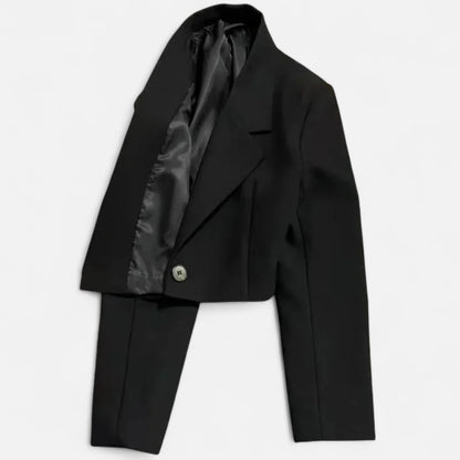 Masimon | Women’s Cropped Blazer – Notched Collar Elegance