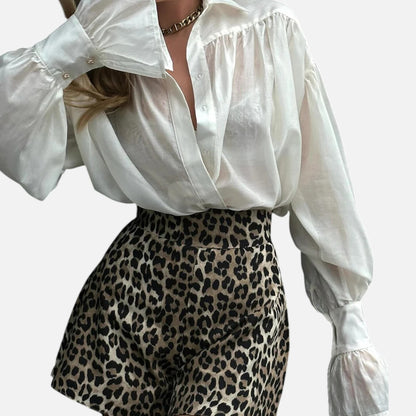 Masimon | Women’s Long‑Sleeve Turn‑Down Collar Blouse – Lightweight Breathable Fabric, Casual‑Chic Styling