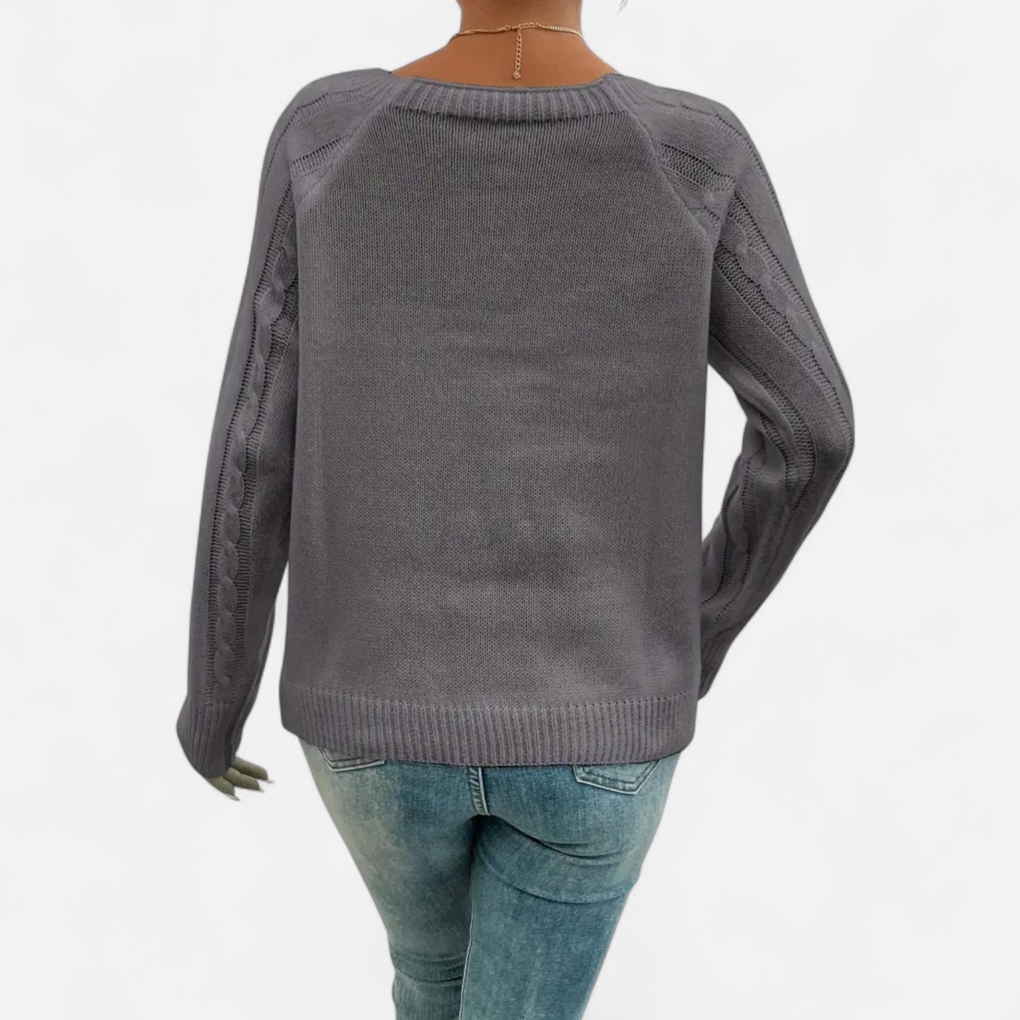 Masimon | Women’s Sweater – Square Neck Cable Knit Elegance