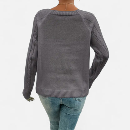 Masimon | Women’s Sweater – Square Neck Cable Knit Elegance