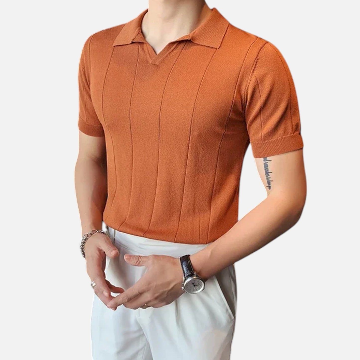 Masimon | Men’s Knitted Polo Shirt – Short‑Sleeve Summer Casual with Versatile Texture & Collar