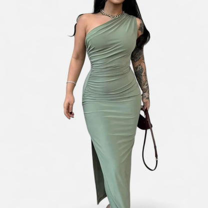 Masimon | Women's Maxi Dress – Irregular Ruched Design, Elegant Luxury for Party & Club