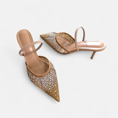 Masimon | Women’s Clear-Strap Rhinestone High-Heel Sandals – Sleek Mesh Elegance for Spring & Summer