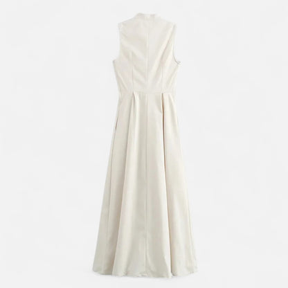 Masimon | Women’s Pleated Zipped Midi Dress – Sleeveless Bodycon Summer Party Dress