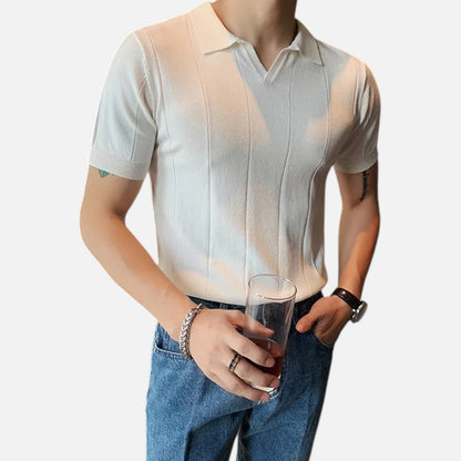Masimon | Men’s Knitted Polo Shirt – Short‑Sleeve Summer Casual with Versatile Texture & Collar