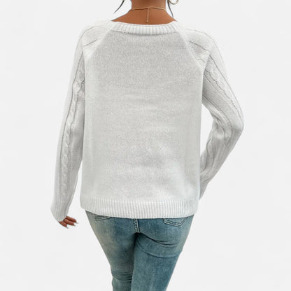 Masimon | Women’s Sweater – Square Neck Cable Knit Elegance