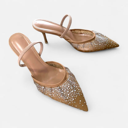 Masimon | Women’s Clear-Strap Rhinestone High-Heel Sandals – Sleek Mesh Elegance for Spring & Summer