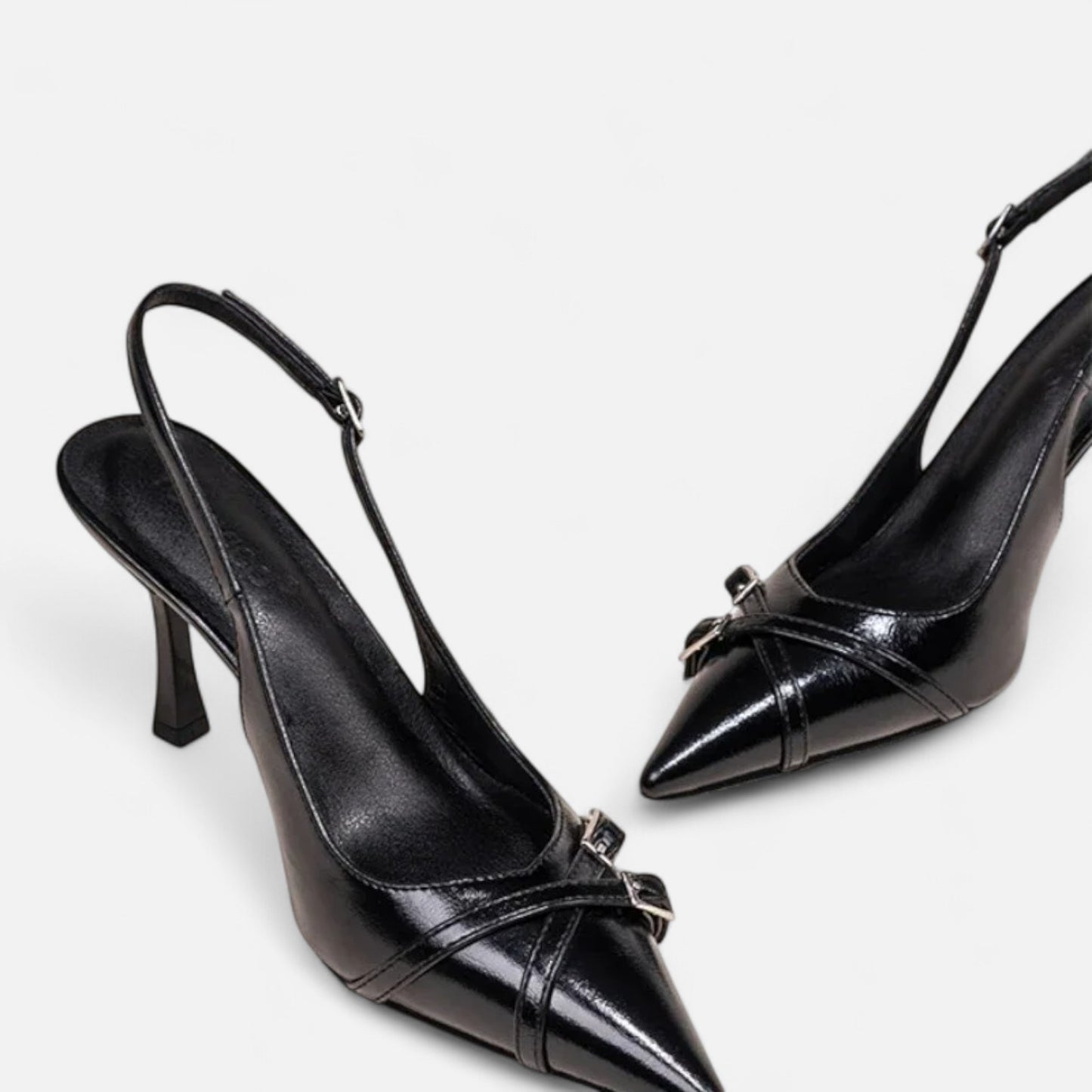 Masimon | Women’s Patent-Black Buckled Stilettos – Sleek High-Heel Elegance for Evening Affairs