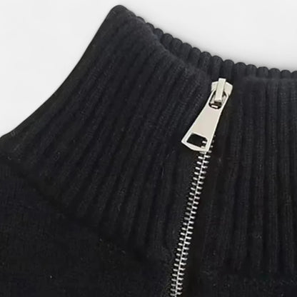 Masimon | Women’s Zip-Up Sweater – Vintage Stripe Elegance