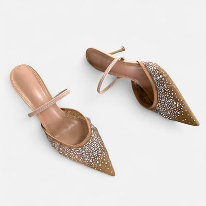 Masimon | Women’s Clear-Strap Rhinestone High-Heel Sandals – Sleek Mesh Elegance for Spring & Summer