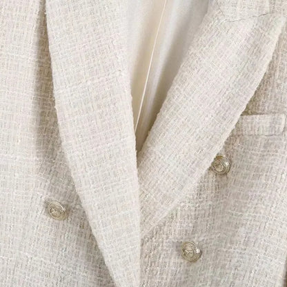 Masimon | Women’s Tweed Blazer – Vintage Double-Breasted Elegance