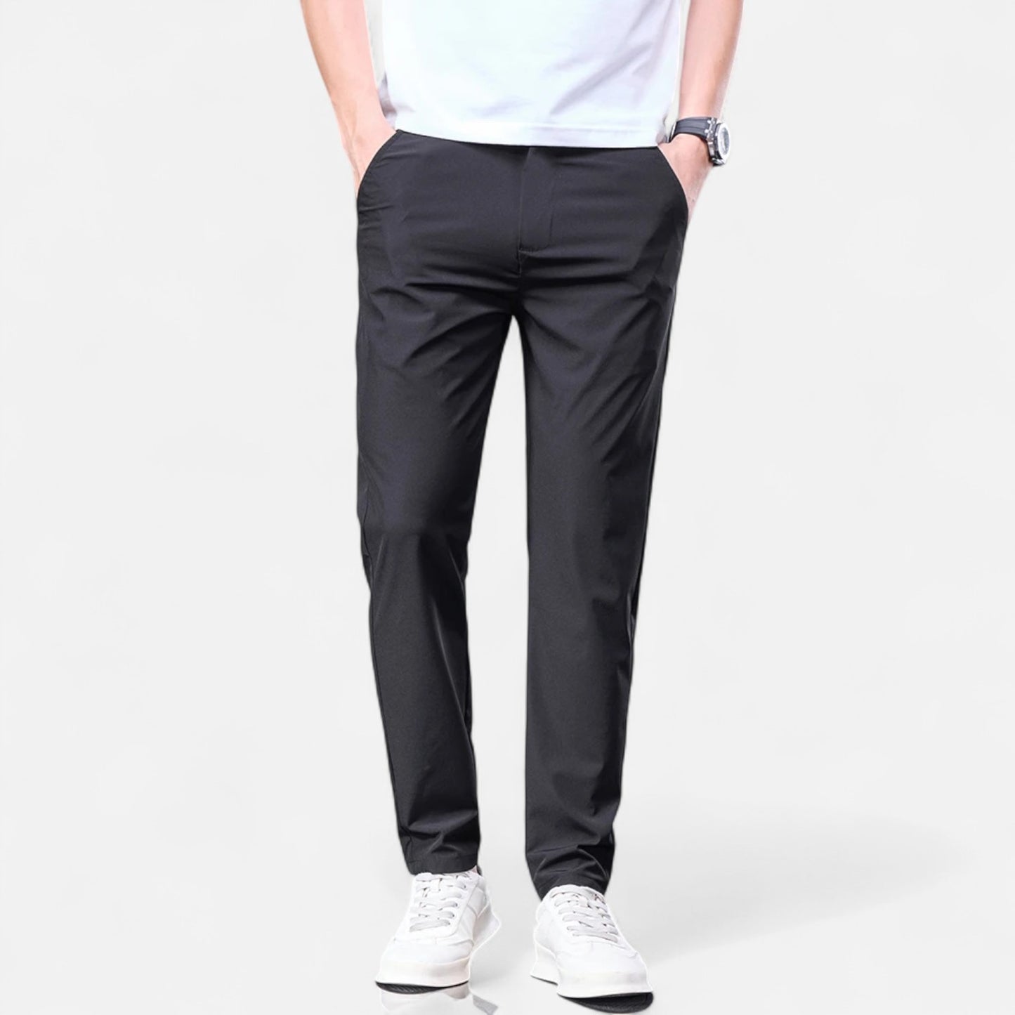 Masimon | Men’s Straight‑Leg Casual Suit Trousers – Elastic Waistband, Smart Everyday Comfort