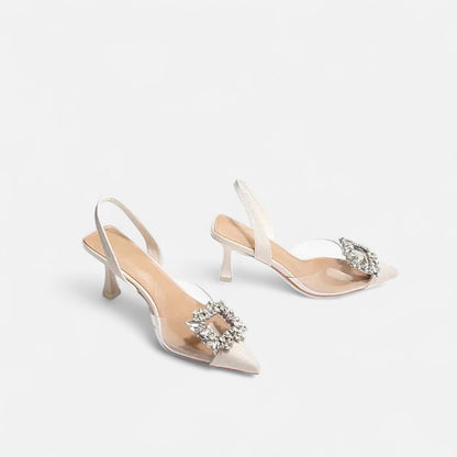 Masimon | Women’s Transparent High-Heel Stiletto – Crystal-Embellished Mesh Elegance for Spring & Autumn